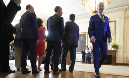 President Joe Biden leaves after speaking about an executive order in the East Room at the White House in Washington, Tuesday, June 4, 2024. (AP Photo/Alex Brandon)